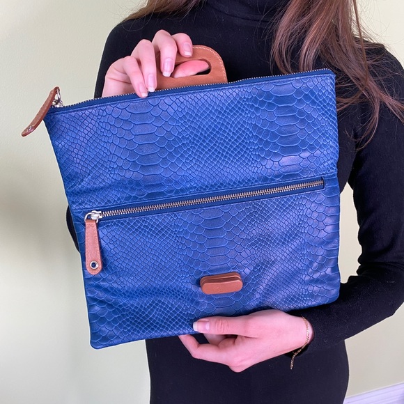Leather Blue Clutch - Picture 2 of 3